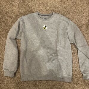 Gray Crewneck Sweater with Embroidered Bee